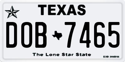 TX license plate DOB7465