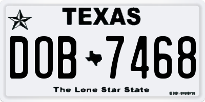 TX license plate DOB7468