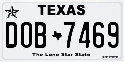 TX license plate DOB7469