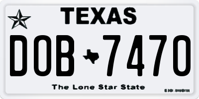TX license plate DOB7470