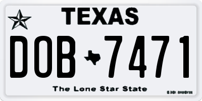 TX license plate DOB7471