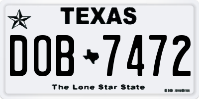 TX license plate DOB7472