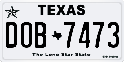 TX license plate DOB7473