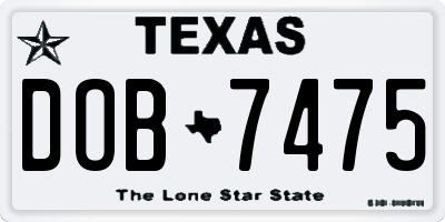 TX license plate DOB7475