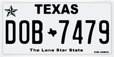 TX license plate DOB7479