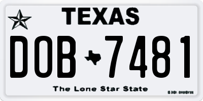 TX license plate DOB7481