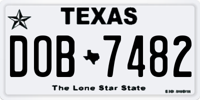 TX license plate DOB7482