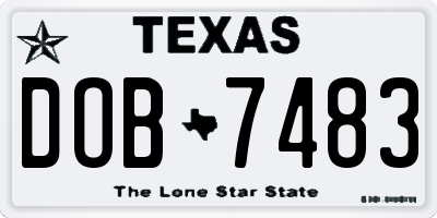 TX license plate DOB7483