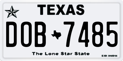 TX license plate DOB7485