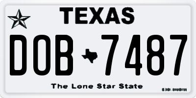TX license plate DOB7487