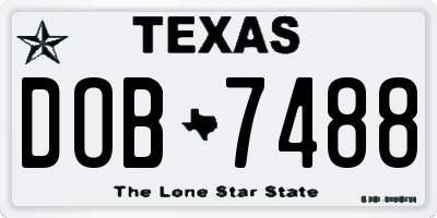 TX license plate DOB7488