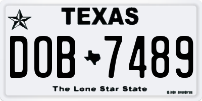 TX license plate DOB7489