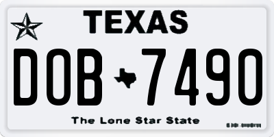 TX license plate DOB7490