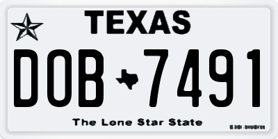 TX license plate DOB7491
