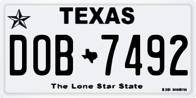 TX license plate DOB7492
