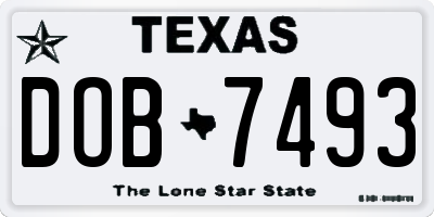 TX license plate DOB7493
