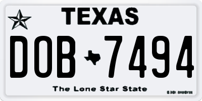 TX license plate DOB7494