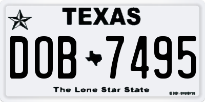 TX license plate DOB7495