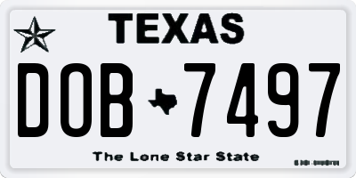 TX license plate DOB7497