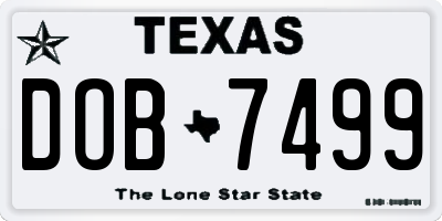 TX license plate DOB7499