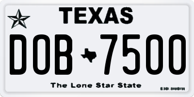 TX license plate DOB7500