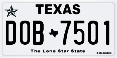 TX license plate DOB7501