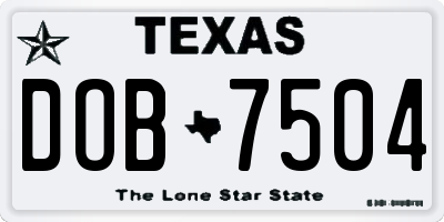 TX license plate DOB7504