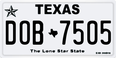 TX license plate DOB7505