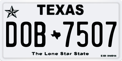 TX license plate DOB7507