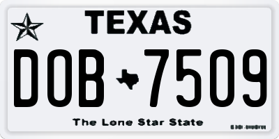 TX license plate DOB7509