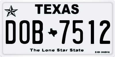 TX license plate DOB7512