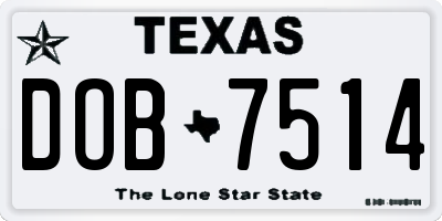 TX license plate DOB7514