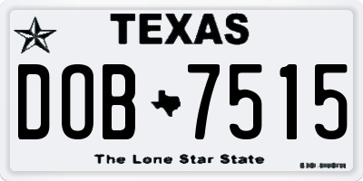 TX license plate DOB7515