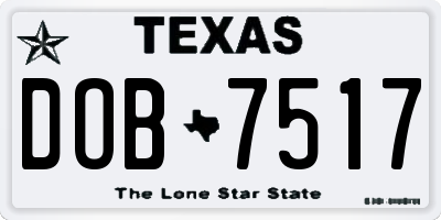 TX license plate DOB7517
