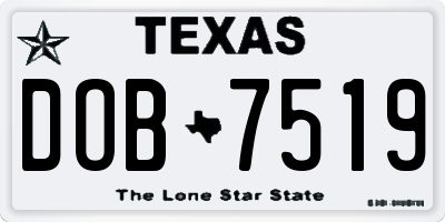 TX license plate DOB7519