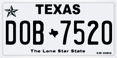 TX license plate DOB7520