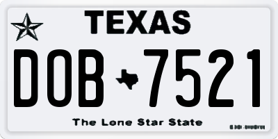 TX license plate DOB7521