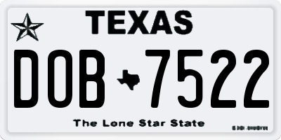 TX license plate DOB7522