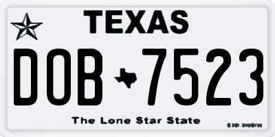TX license plate DOB7523