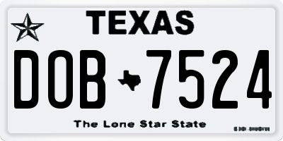 TX license plate DOB7524