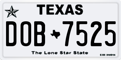 TX license plate DOB7525