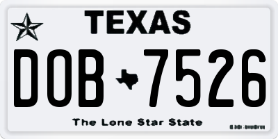 TX license plate DOB7526