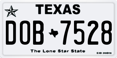 TX license plate DOB7528