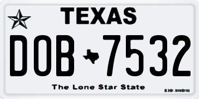 TX license plate DOB7532