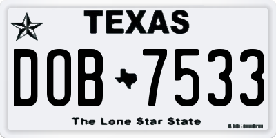 TX license plate DOB7533