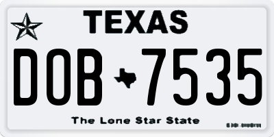 TX license plate DOB7535