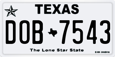 TX license plate DOB7543