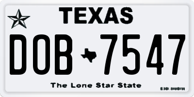 TX license plate DOB7547