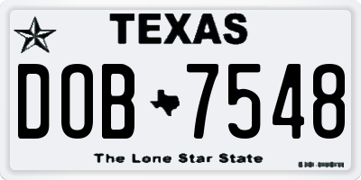 TX license plate DOB7548