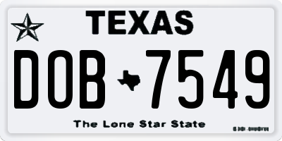 TX license plate DOB7549